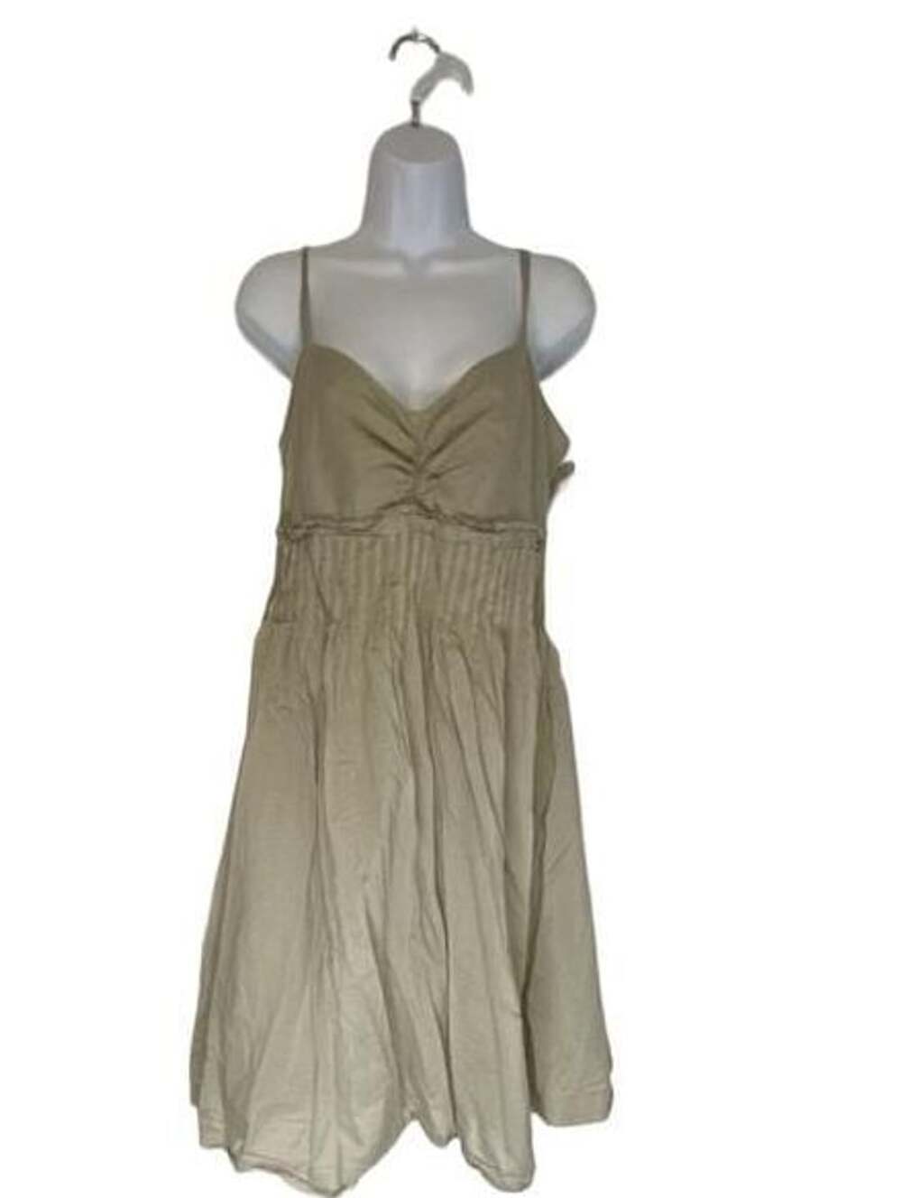 Calvin Klein Smocked Dress Sage Green Spaghetti Strap